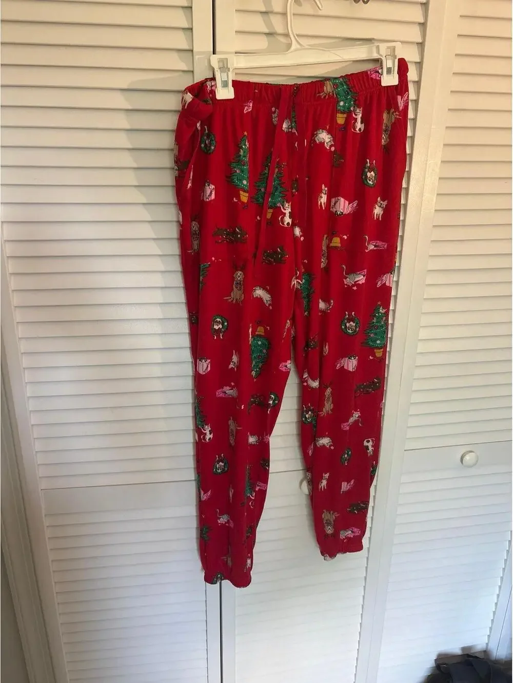 Joyspun Christmas Holiday red pajama pants Lg